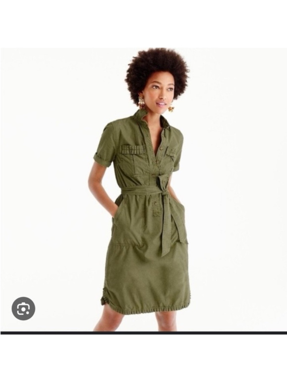 J. Crew Utility Shirt Dress with Ruffle Detail